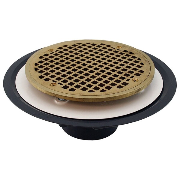 Jones Stephens 3in. Heavy Duty PVC Drain Base with 3-1/2in. Metal Spud and 8in. Polished Brass Strainer D50014 - main